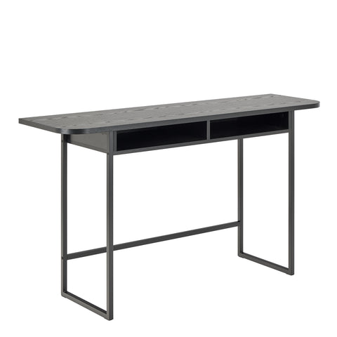 Darlington Console Table With Open Shelf and Oak Top in Black — front view