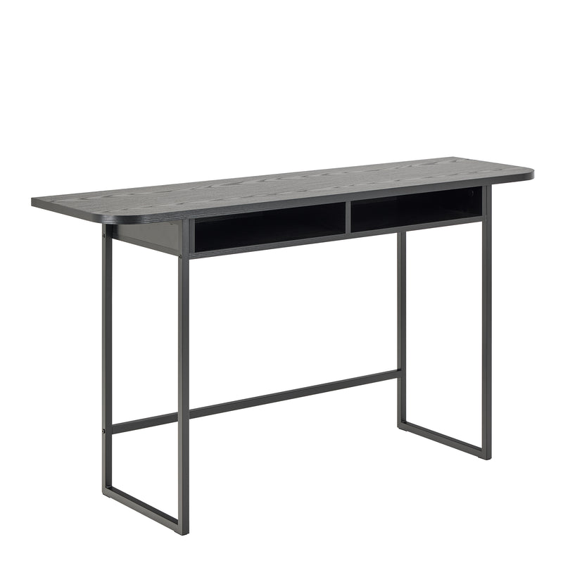 Darlington Console Table With Open Shelf and Oak Top in Black — front view