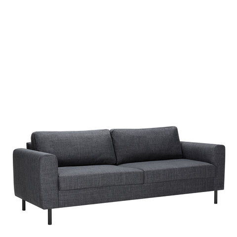 Omaha 3 Seater Sofa in Dark Grey Basel Fabric — front view