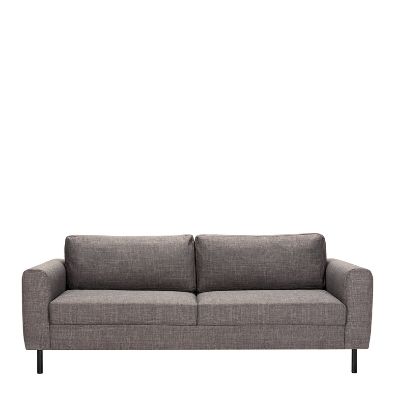 Omaha 3 Seater Sofa in Basel Light Grey Fabric — side angle