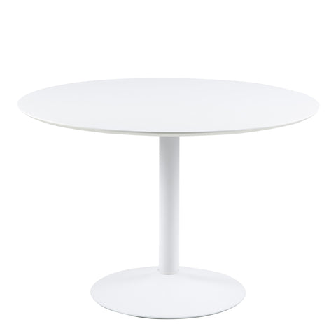 Ibiza Round Dining Table with White Top and White Base — front view