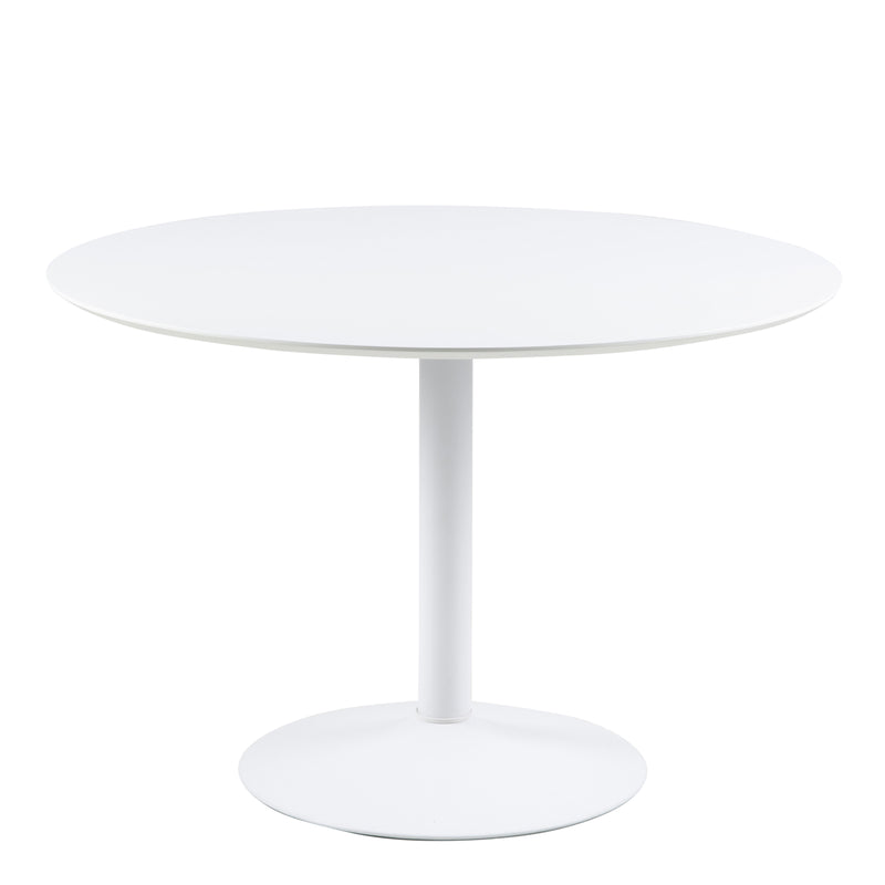 Ibiza Round Dining Table with White Top and White Base — front view