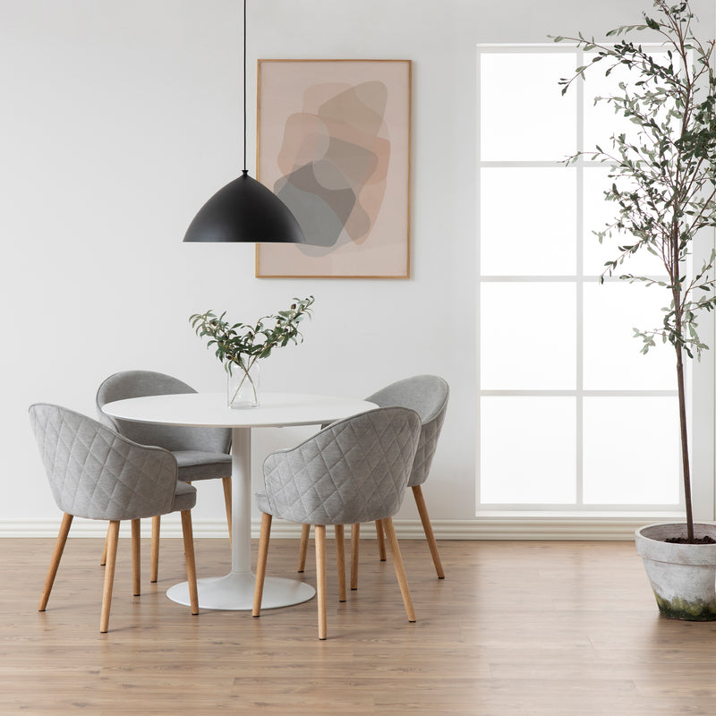Ibiza Round Dining Table with White Top and White Base — side angle