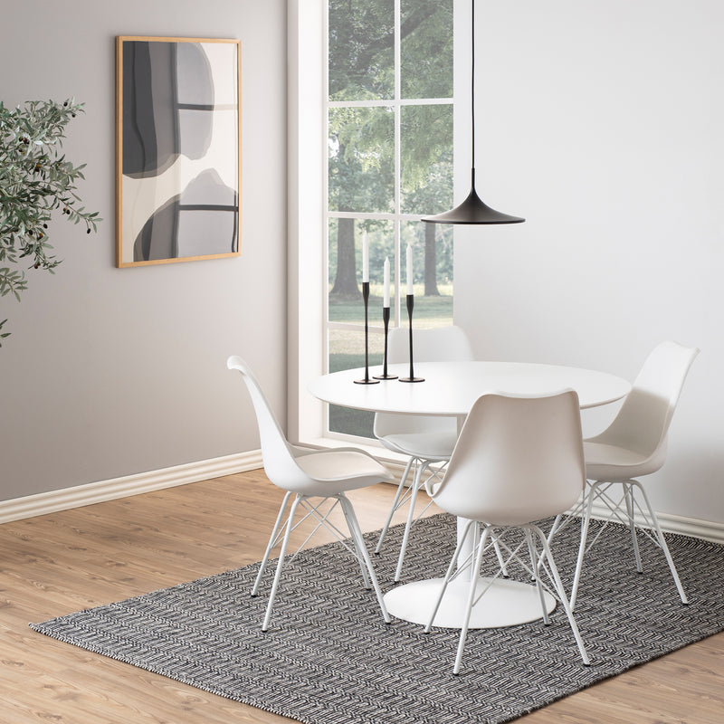 Ibiza Round Dining Table with White Top and White Base — detail view