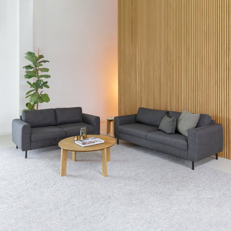 Omaha 2 + 3 Seater Sofa set in Basel Dark Grey Fabric — front view