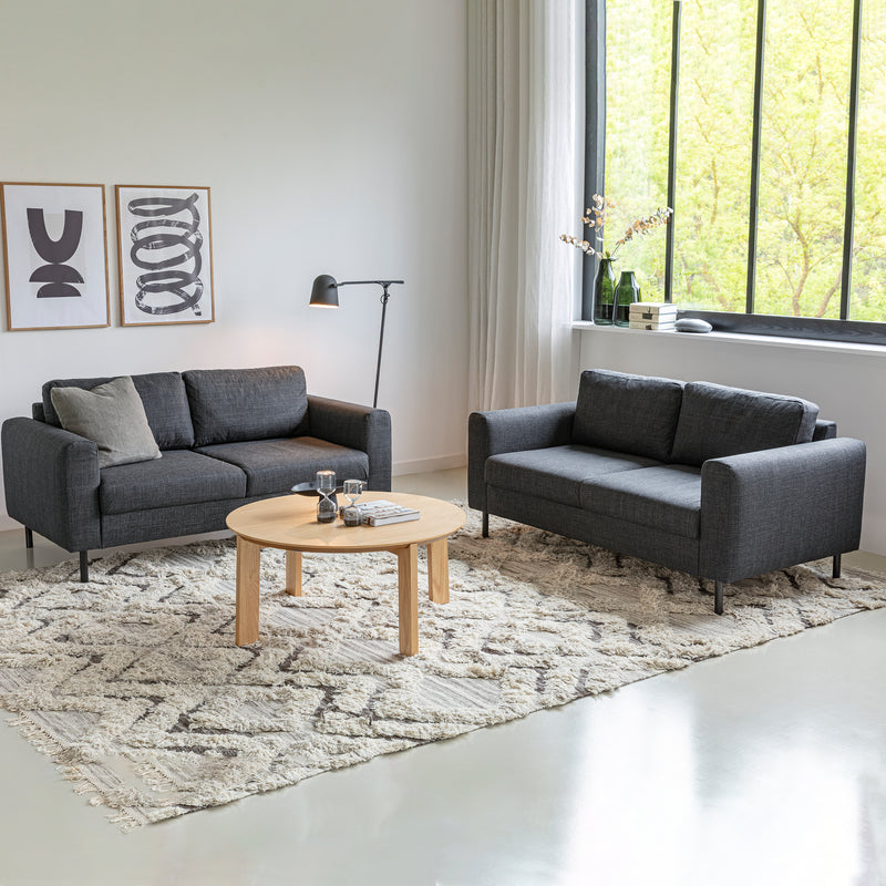 Omaha Set of 2 x 2 Seater Sofas in Basel Dark Grey Fabric — front view