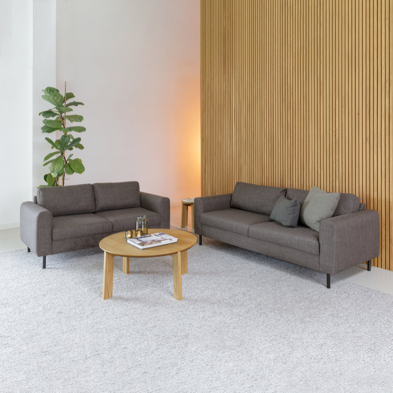 Omaha 2 + 3 Seater Sofa set in Basel Light Grey Brown Fabric — front view