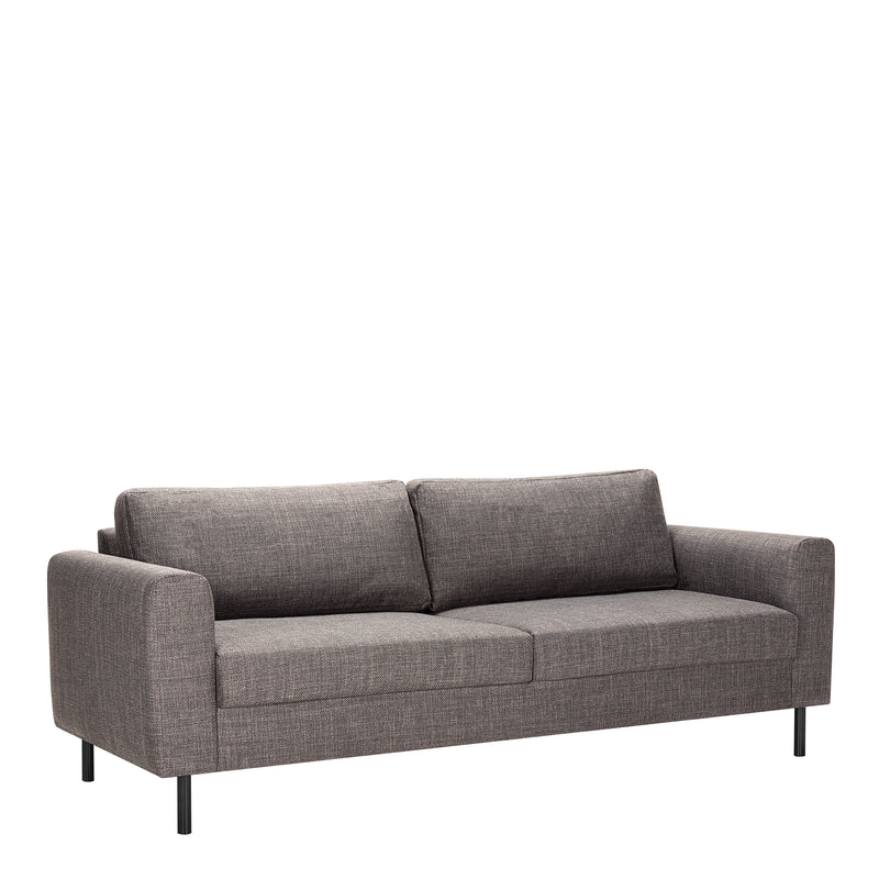 Omaha Set of 2 x 3 Seater Sofas in Basel Light Grey Brown Fabric — side angle