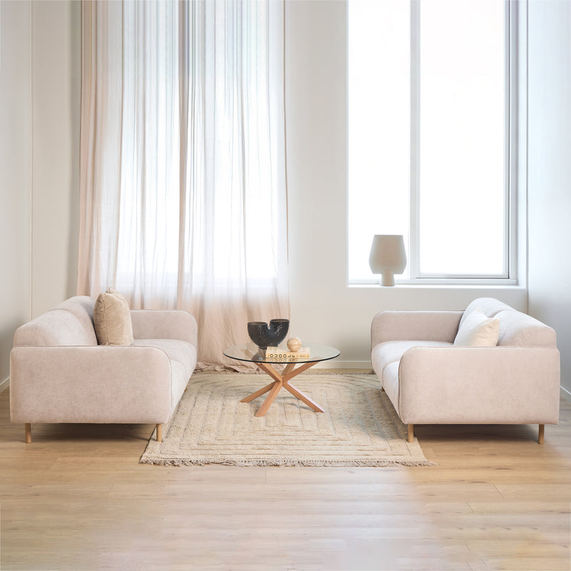 Westham Set of 2 x 2.5 Seater Sofas in Fay Beige Fabric — front view
