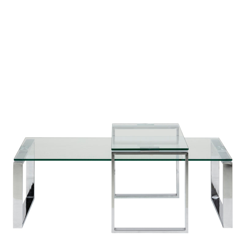 Katrine Coffee Table Set with Glass Top — side angle