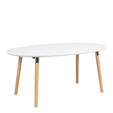 Belina Oval Dining Table in White & Oak — front view