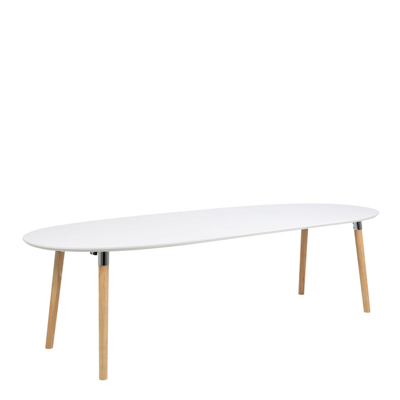Belina Oval Dining Table in White & Oak — detail view