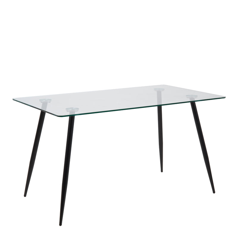 Wilma Dining Table with Glass Top 140x80cm — front view