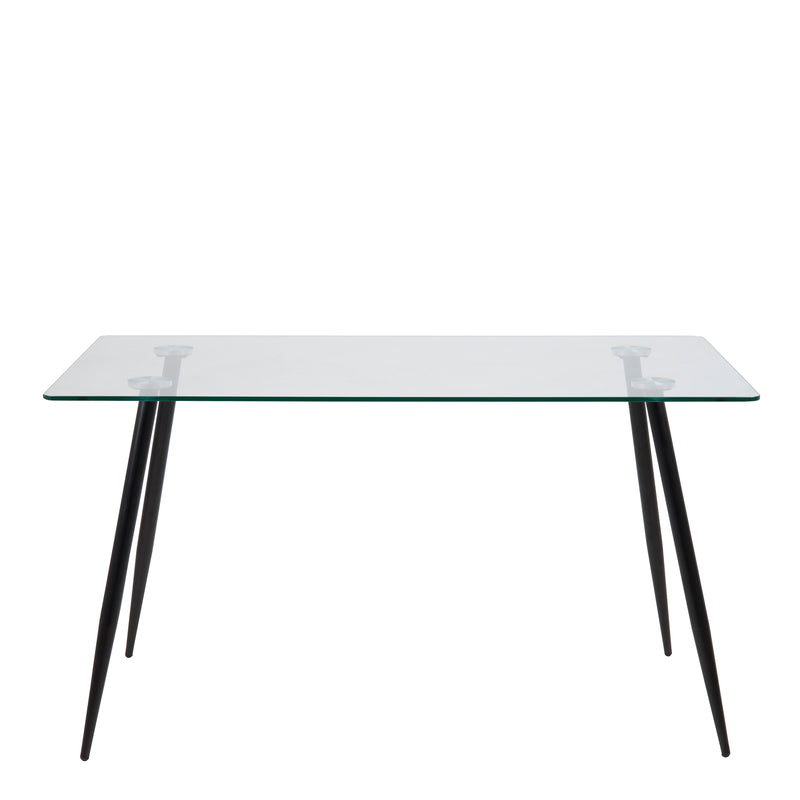 Wilma Dining Table with Glass Top 140x80cm — side angle