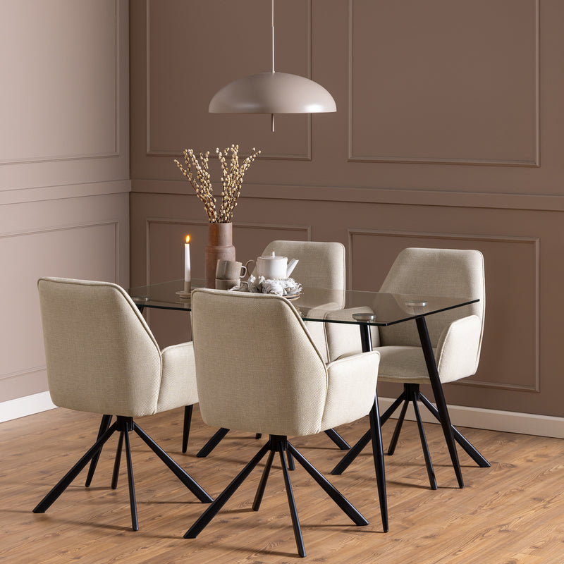 Wilma Dining Table with Glass Top 140x80cm — detail view