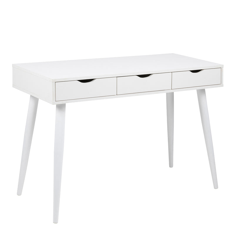 Neptun 3 Drawer Office Desk in White — front view