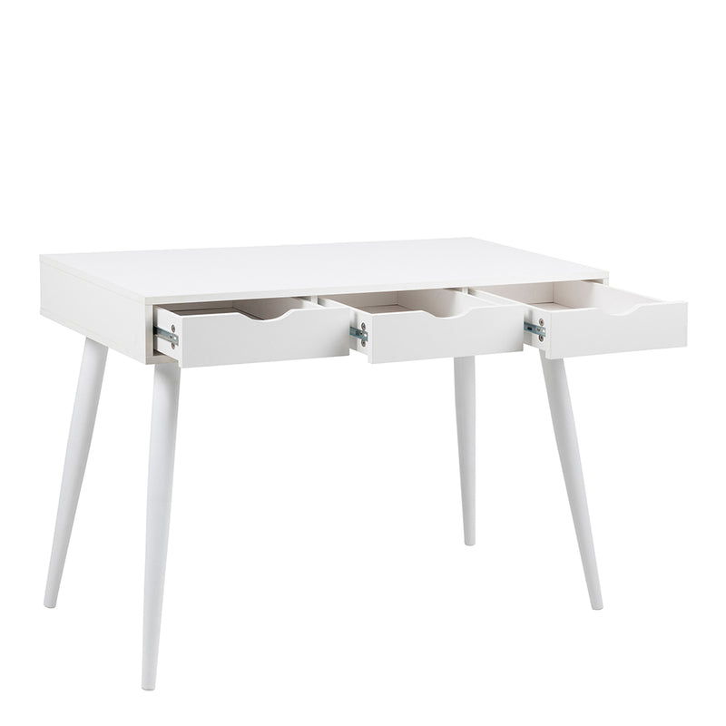 Neptun 3 Drawer Office Desk in White — detail view