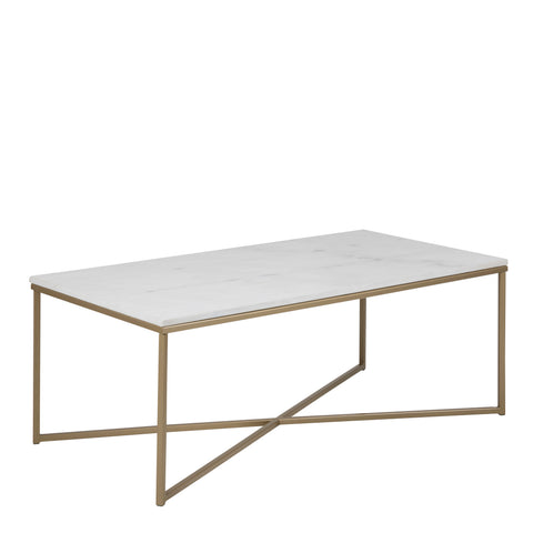 Alisma Coffee Table with White Marble Top — front view