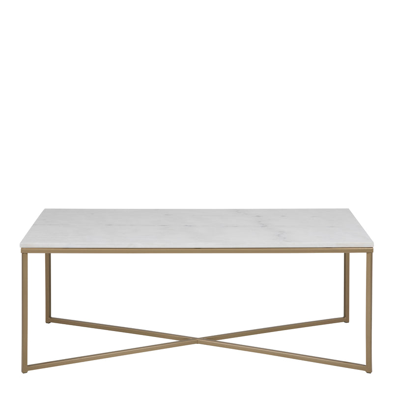 Alisma Coffee Table with White Marble Top — side angle
