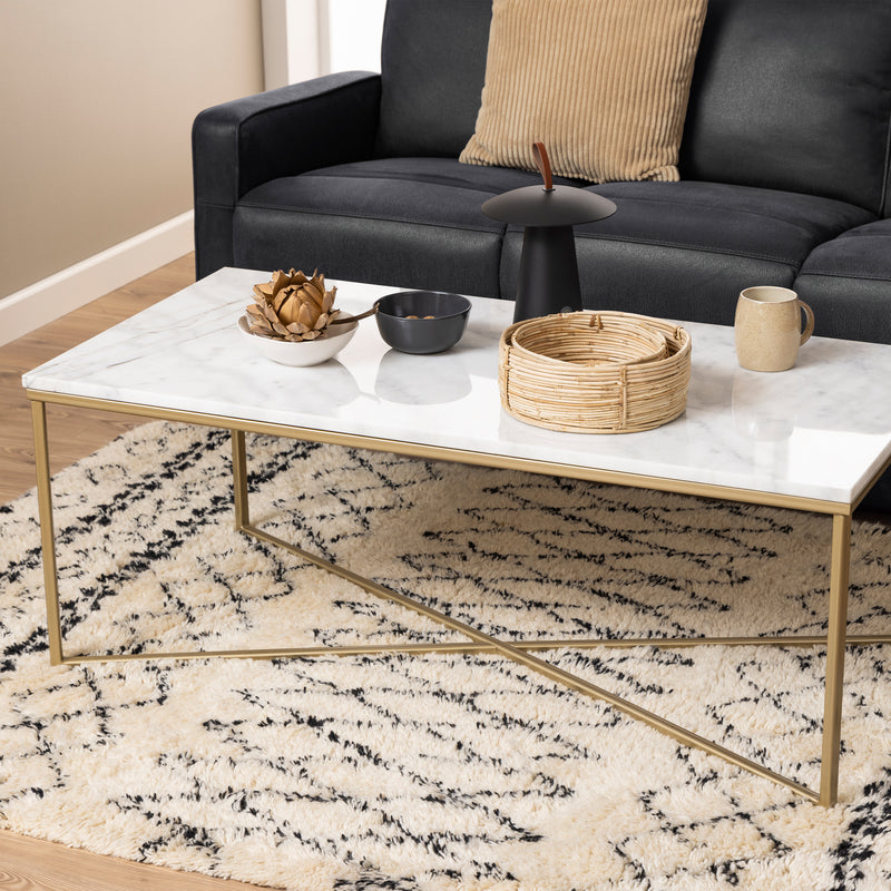 Alisma Coffee Table with White Marble Top — detail view