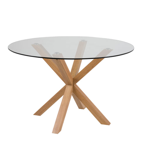 Heaven Round Dining Table with Glass Top 119x75.5cm — front view
