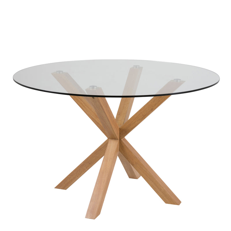 Heaven Round Dining Table with Glass Top 119x75.5cm — front view
