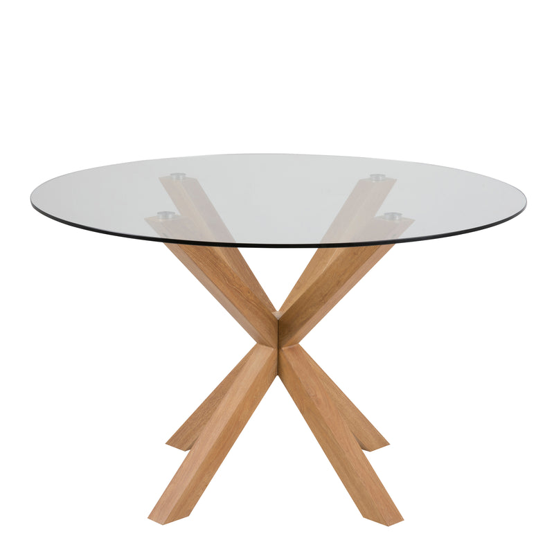 Heaven Round Dining Table with Glass Top 119x75.5cm — side angle