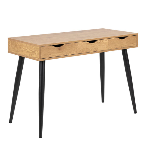 Neptun 3 Drawer Office Desk in Oak — front view