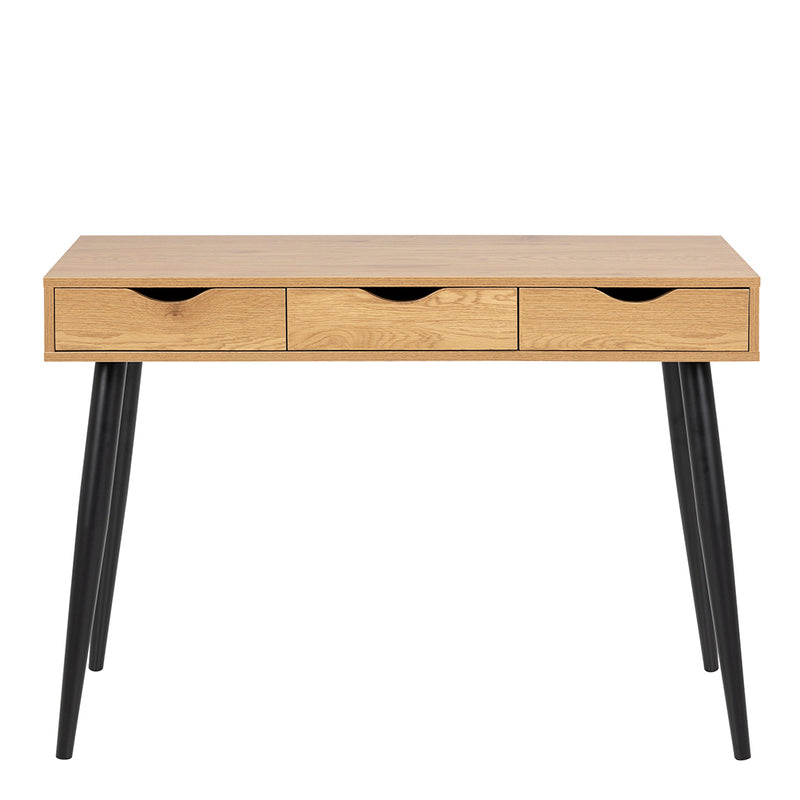 Neptun 3 Drawer Office Desk in Oak — side angle