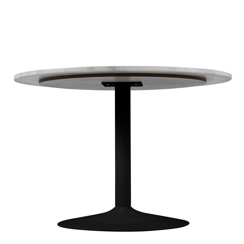 Tarifa Round Dining Table with White Polished Marble Top and Black Base 110cm — alternative angle