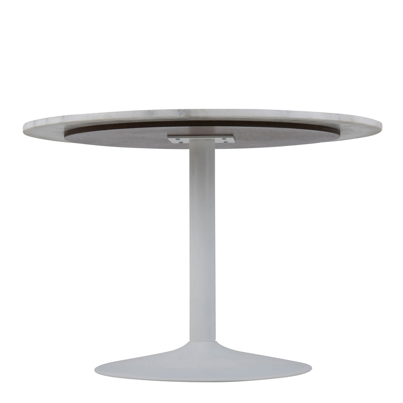 Tarifa Round Dining Table with White Polished Marble Top and White Base 110cm — alternative angle
