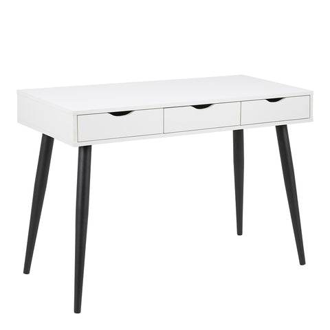 Neptun 3 Drawer Office Desk in White with Black Legs — front view