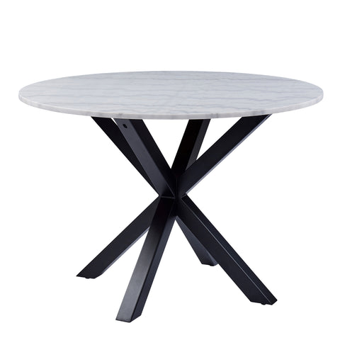 Heaven Round Dining Table with White Polished Marble Top — front view