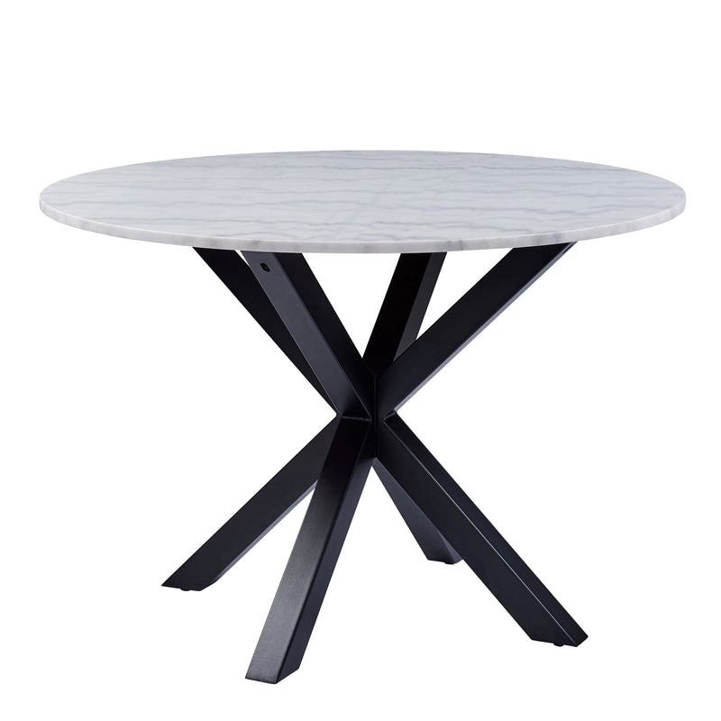 Heaven Round Dining Table with White Polished Marble Top — front view