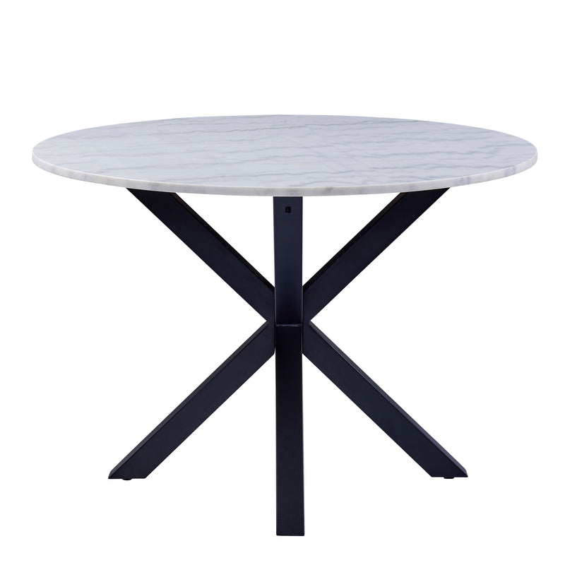 Heaven Round Dining Table with White Polished Marble Top — side angle