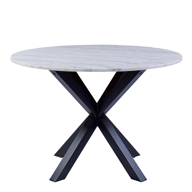 Heaven Round Dining Table with White Polished Marble Top — detail view