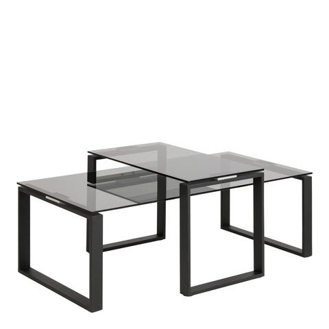 Katrine Coffee Table Set with Smoked Glass Top — front view