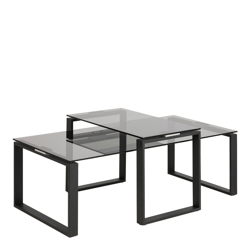 Katrine Coffee Table Set with Smoked Glass Top — front view