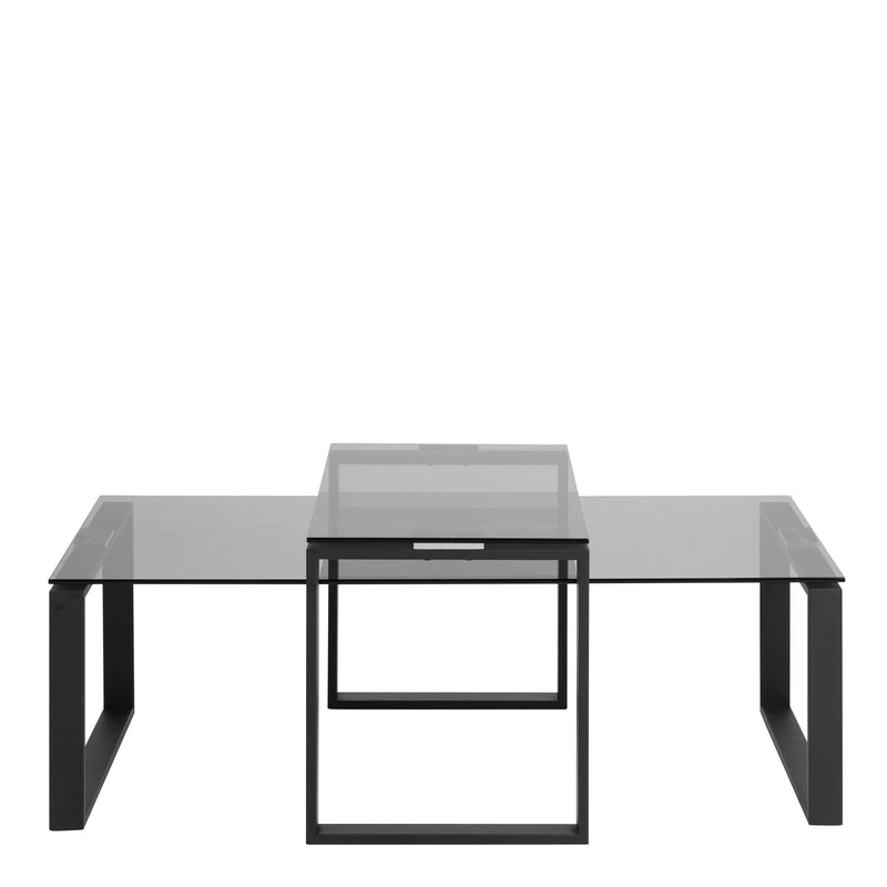Katrine Coffee Table Set with Smoked Glass Top — side angle
