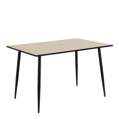 Wilma Dining Table with White Oak Top & Black Legs 120x80cm — front view