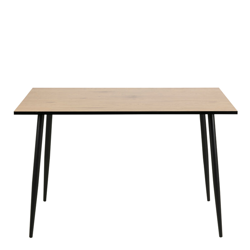 Wilma Dining Table with Oak Top & Black Legs 120x80cm includes 4 Celia Dining Chairs in Light Grey — detail view