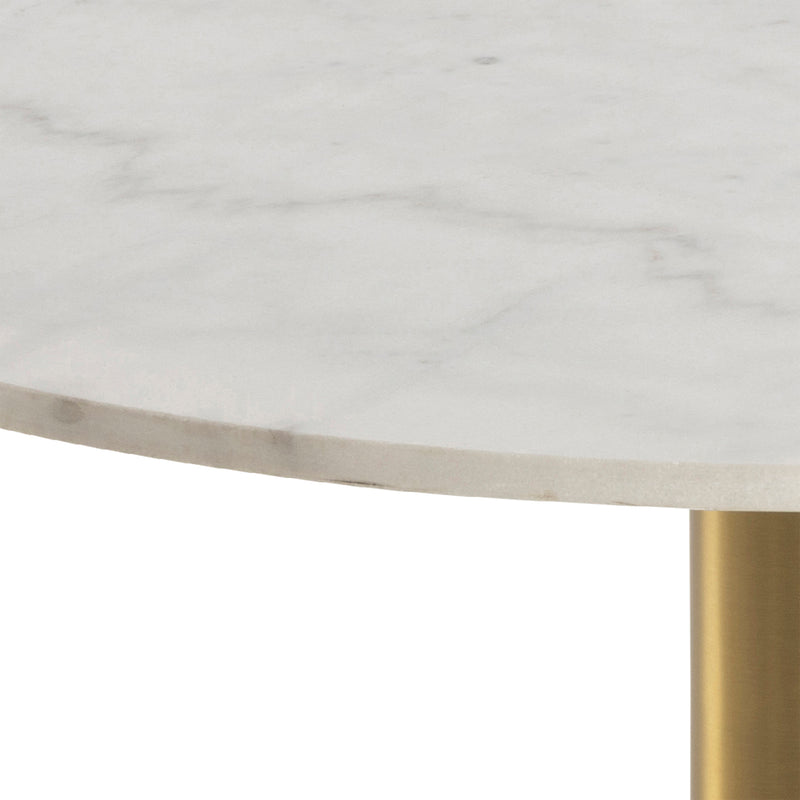 Corby Round Coffee Table with White Polished Marble Top & Gold Base — alternative angle