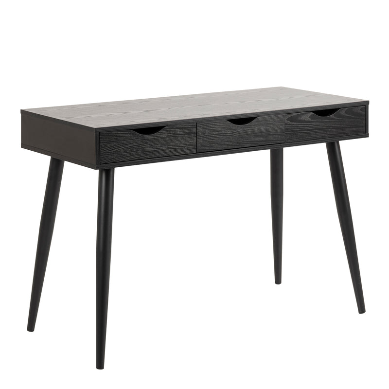 Neptun 3 Drawer Office Desk in Black — front view