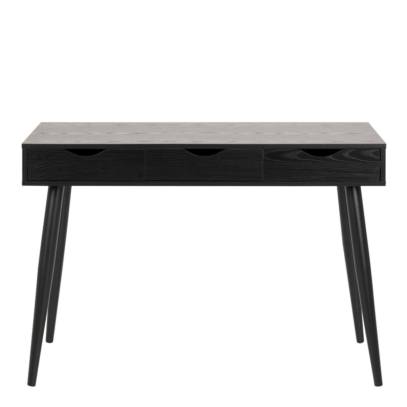 Neptun 3 Drawer Office Desk in Black — side angle