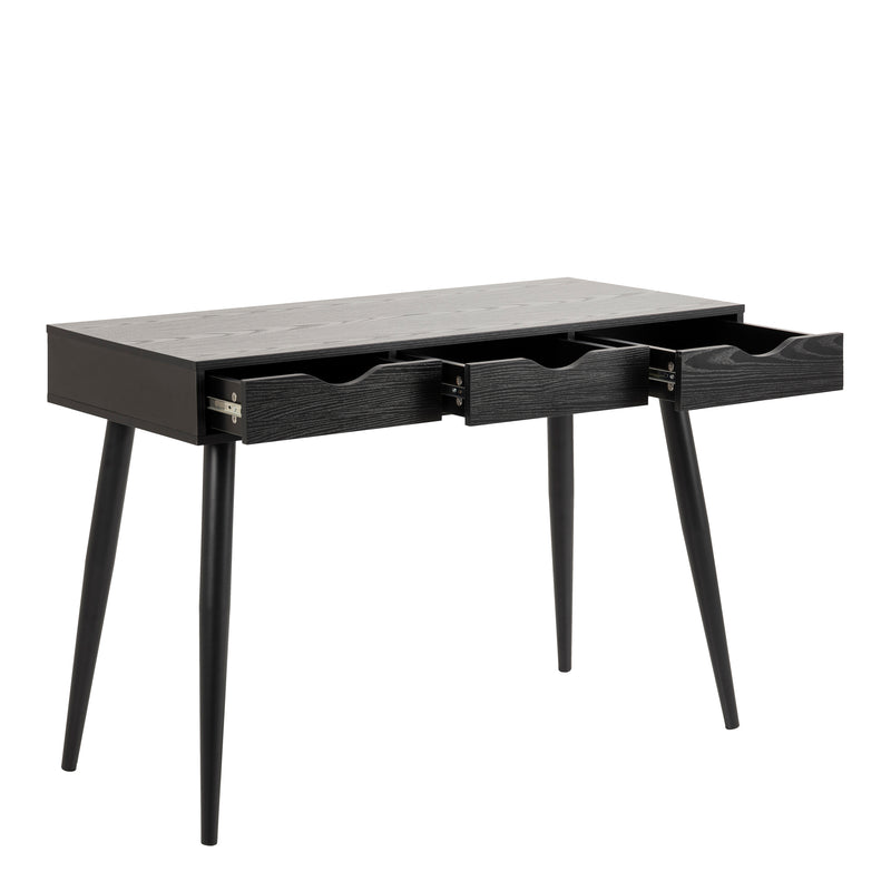 Neptun 3 Drawer Office Desk in Black — alternative angle