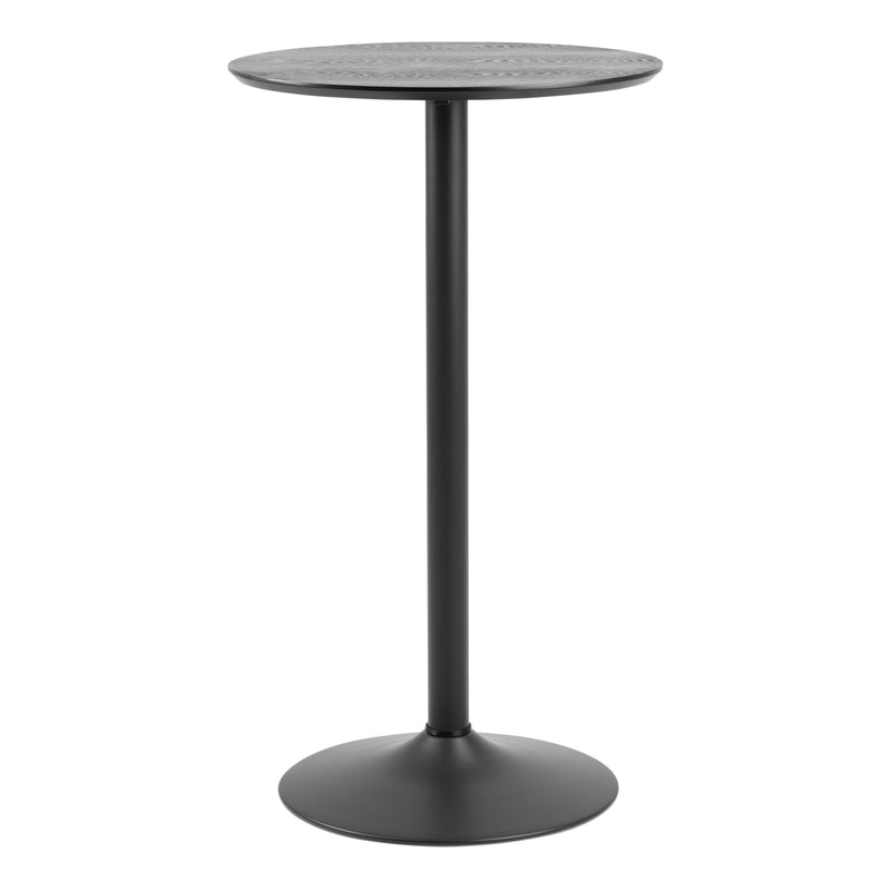 Ibiza Tall Round Bar Table with Black Ash Top and Matt Black Base — front view