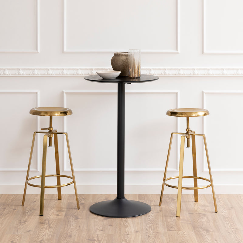 Ibiza Tall Round Bar Table with Black Ash Top and Matt Black Base — side angle