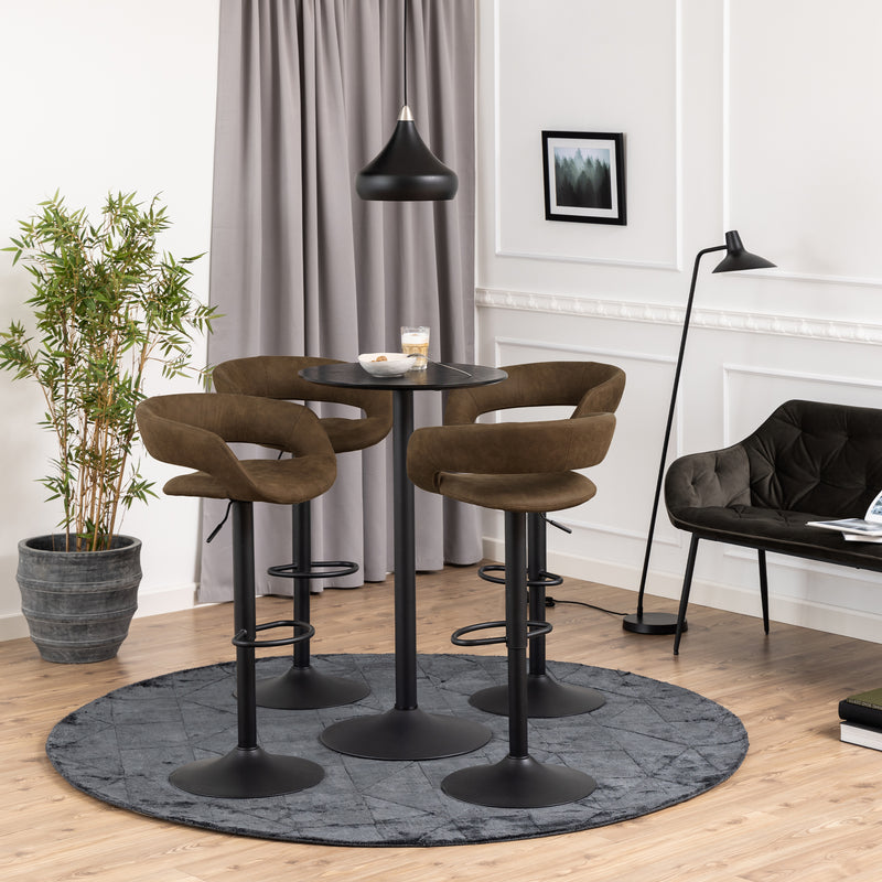Ibiza Tall Round Bar Table with Black Ash Top and Matt Black Base — detail view