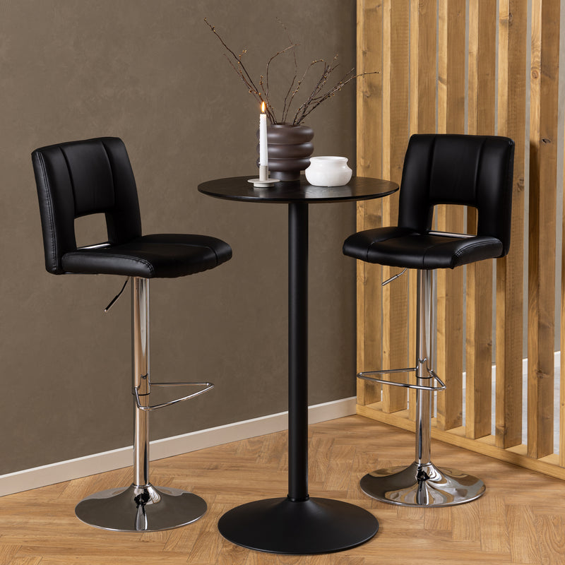 Ibiza Tall Round Bar Table with Black Ash Top and Matt Black Base — alternative angle