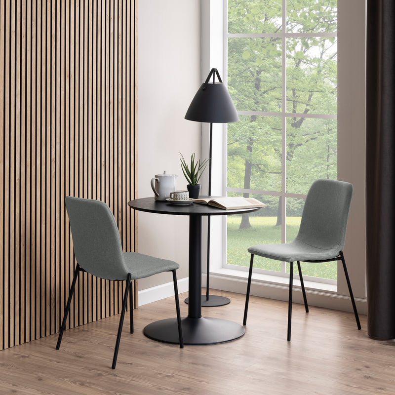 Ibiza Small Round CafÃ© Table with Black Ash Top and Matt Black Base — side angle